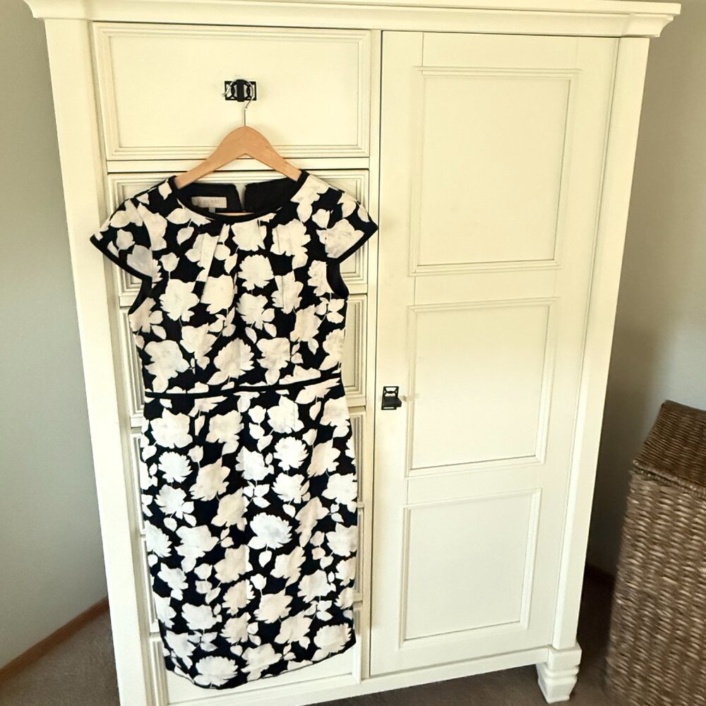 Hobbs London Black Cream Floral Dress Size 6